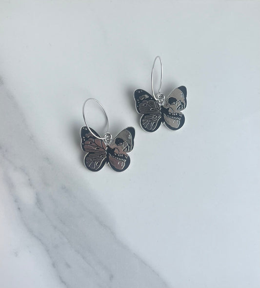 Skull Moths Plated Hoops