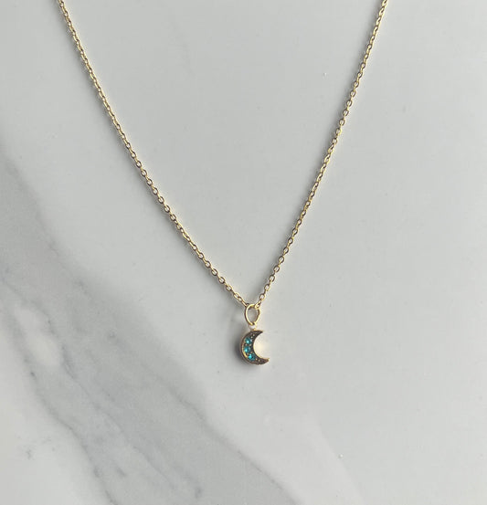 Blue Moon Stainless Steel Necklace - Gold