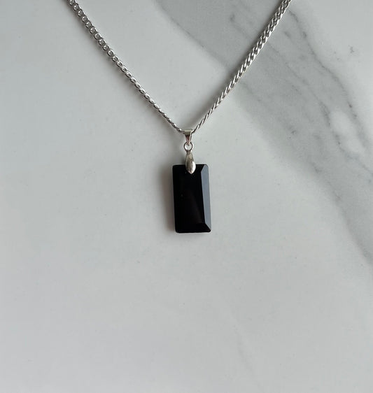 Mavis Stainless Steel Necklace Black Obsidian