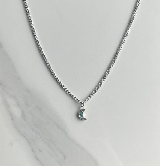 Blue Moon Stainless Steel Necklace - Silver