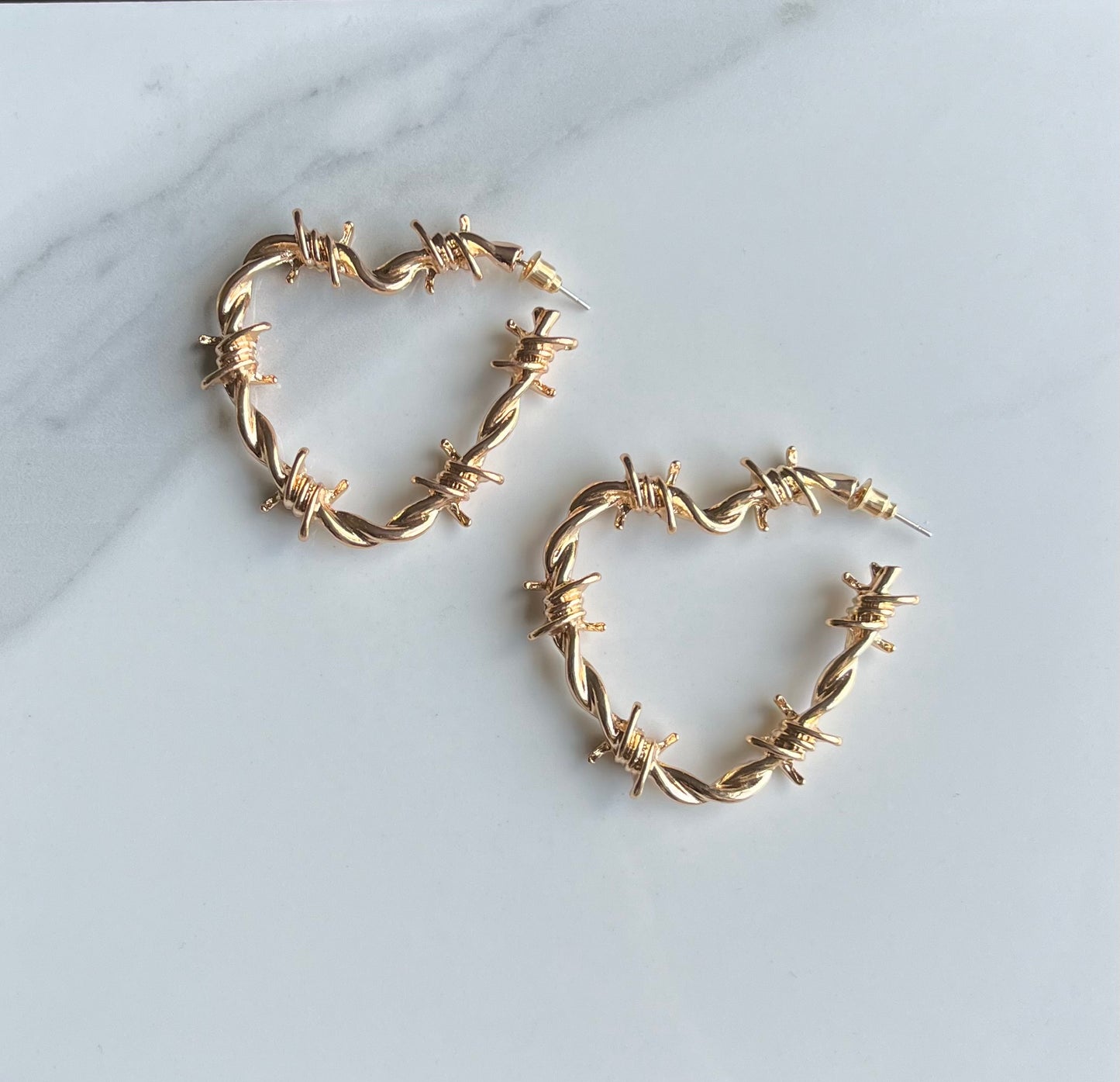 Alexa & Alexie Barbed Heart Hoops Stainless Steel